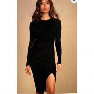 New💕Princess Polly Lioness Black‎ Ribbed Midi Dress